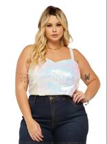 Cropped Paete Alcinha Festa Balada Plus Size Blogueira Blusa
