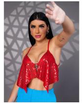 Cropped Paête Brilhante Lantejoulas