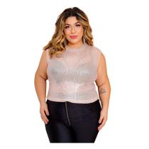 Cropped Paete Brilho Balada Festa Plus Size Gg Xg Ex Cp - S