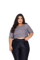 Cropped Paete Lantejoulas Brilho Festa Plus Size Tamanho Grande Cp