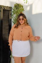 Cropped Plus Size 44 ao 52 Inverno Frio Manga longa Social Com Mangas Bufantes - Eduarda