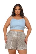 Cropped Plus Size Alfaiataria Blusa Alçinha Botão Zíper Moda Curve Cropped Plus Size Alfaiataria Blusa Alçinha Botão Zíper Moda Curve