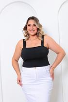 Cropped Plus Size Cropped Top Alça Grossa Suplex Moda Plus Size GG ao G3