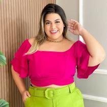 Cropped Plus Size Feminino de Manga Amarrar na Cintura 0313 - Bellucy Modas