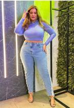 Cropped Plus Size Feminino Manga Longa com Detalhe