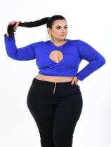 Cropped plus size manga longa modelo michelly