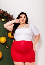 Cropped Plus Size Um Ombro Só Mula Manca Bojo Lycra Elegante
