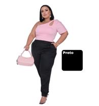 Cropped Plus Size Um Ombro Só Mula Manca Bojo Lycra Elegante Cropped Plus Size Um Ombro Só Mula Manca Bojo Lycra Elegante