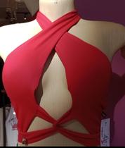 Cropped poliamida com bojo vermelho