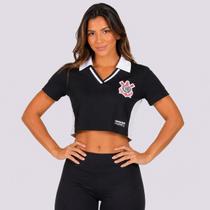 Cropped Polo Corinthians Distintivo Feminino Preto Cropped Polo Corinthians Distintivo Feminino Preto