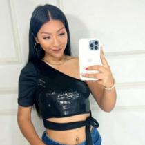 Cropped preto com lantejoula