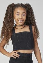 Cropped Preto com Strass Brilho Mylu Cropped Preto com Strass Brilho Mylu