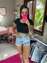 cropped preto em poliamida, tamanho M da Maria Cavalheiro cropped preto em poliamida, tamanho M da Maria Cavalheiro