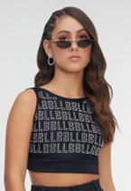 Cropped Preto Estampado Infantil Bobby Lulu