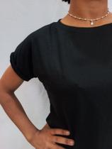 Cropped preto malha manga curta