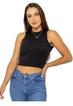 Cropped Regata Adamas Gola alta malha canelada