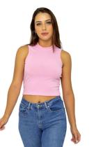 Cropped Regata Adamas Gola alta malha canelada