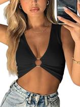 Cropped Regata AEVZIV Decote V Profundo Preto