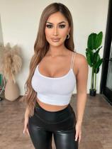 Cropped Regata Com Alça Dupla Feminino em Ribana Sem Bojo