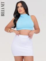 Cropped regata com golinha anarruga blusinha feminina