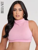 Cropped regata com golinha anarruga blusinha feminina - Rosa Bebê - P Cropped regata com golinha anarruga blusinha feminina - Rosa Bebê - P