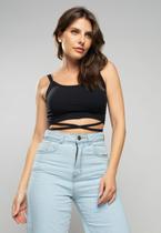 Cropped Regata Com Tiras Malha Canelada Preto Salvatore Cropped Regata Com Tiras Malha Canelada Preto Salvatore
