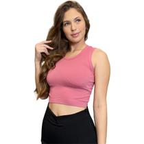 Cropped Regata Feminino Ribana Canelado Moda Verão Têndencia