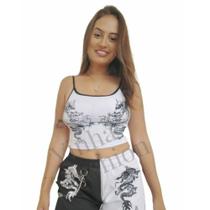 Cropped Regatinha Feminina Com Estampas De Alcinha Canelado