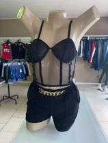 Cropped renda com bojo preto Cropped renda com bojo preto