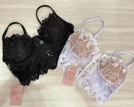 Cropped Renda com bojo tamanho UN cor preto