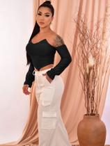 cropped sem alça com manga e bojo