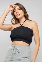 Cropped sem alça Malha Comfort Preto Salvatore Fashion