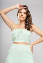 Cropped sem alça Malha Comfort Verde Salvatore Fashion