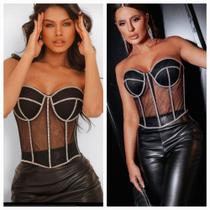 Cropped strass preto