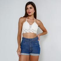 Cropped susie croche frente única feminina