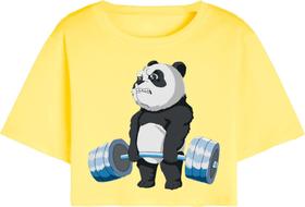 Cropped T Shirt Feminino Casual Curto Algodão Premium Panda Musculação