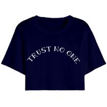 Cropped T Shirt Feminino Casual Curto Algodão Premium Trust No One