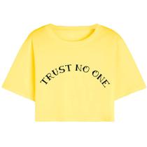 Cropped T Shirt Feminino Casual Curto Algodão Premium Trust No One