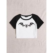 Cropped T-shirt - Moda Alternativa Blogueira Gótica - Estampado - Halloween