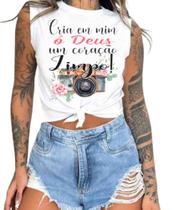 Cropped T-Shirts Feminino Estampado - Cristã- Várias Estampas 06