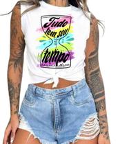 Cropped T-Shirts Feminino Estampado - Cristã- Várias Estampas 20