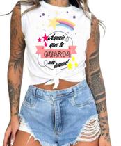 Cropped T-Shirts Feminino Estampado - Cristã- Várias Estampas 22