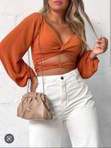 Cropped tamanho único manga longa Cropped tamanho único manga longa