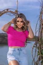 Cropped - Tecido modal com muito elastano (Rosa)