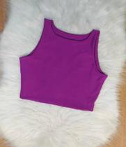 Cropped tecido poliamida, tamanho único, veste 36 ao 44, sem bojo fucsia