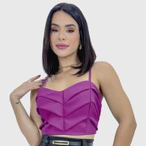 Cropped Top Alcinha Alfaiataria Feminino Camadas Moda Verão