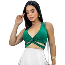 Cropped Top Alcinha Feminino Decote Cruzado Suplex Bojo