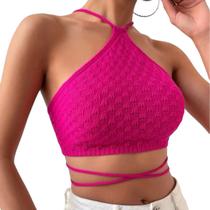 Cropped Top Amarração Cruzada Frente Única Tricot