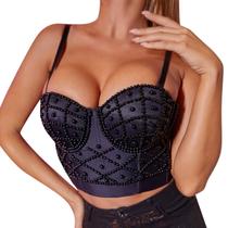 Cropped Top Blusa Bustier Bojo Alça Pérolas Falsa Linha Fashion Cores M829 Cropped Top Blusa Bustier Bojo Alça Pérolas Falsa Linha Fashion Cores M829