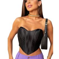 Cropped Top Blusa Corselet Feminino Decotado Festa Balada Casual Elegante